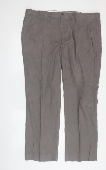 Marks and Spencer Men's Khaki Flat Front Trousers