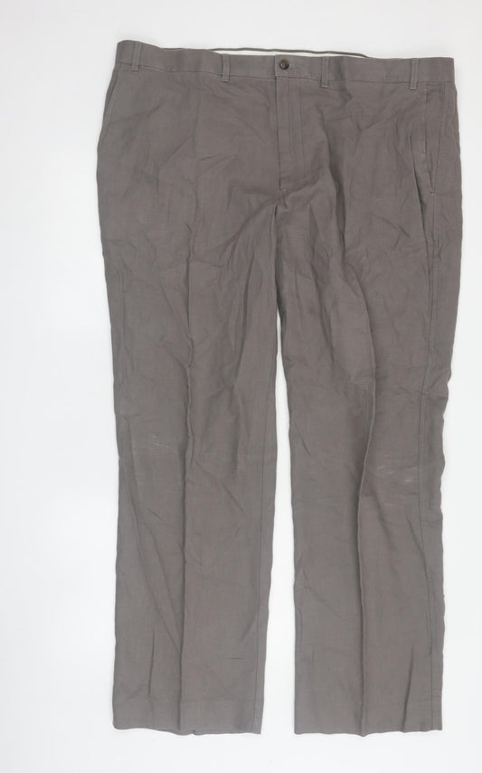 Marks and Spencer Men's Khaki Flat Front Trousers