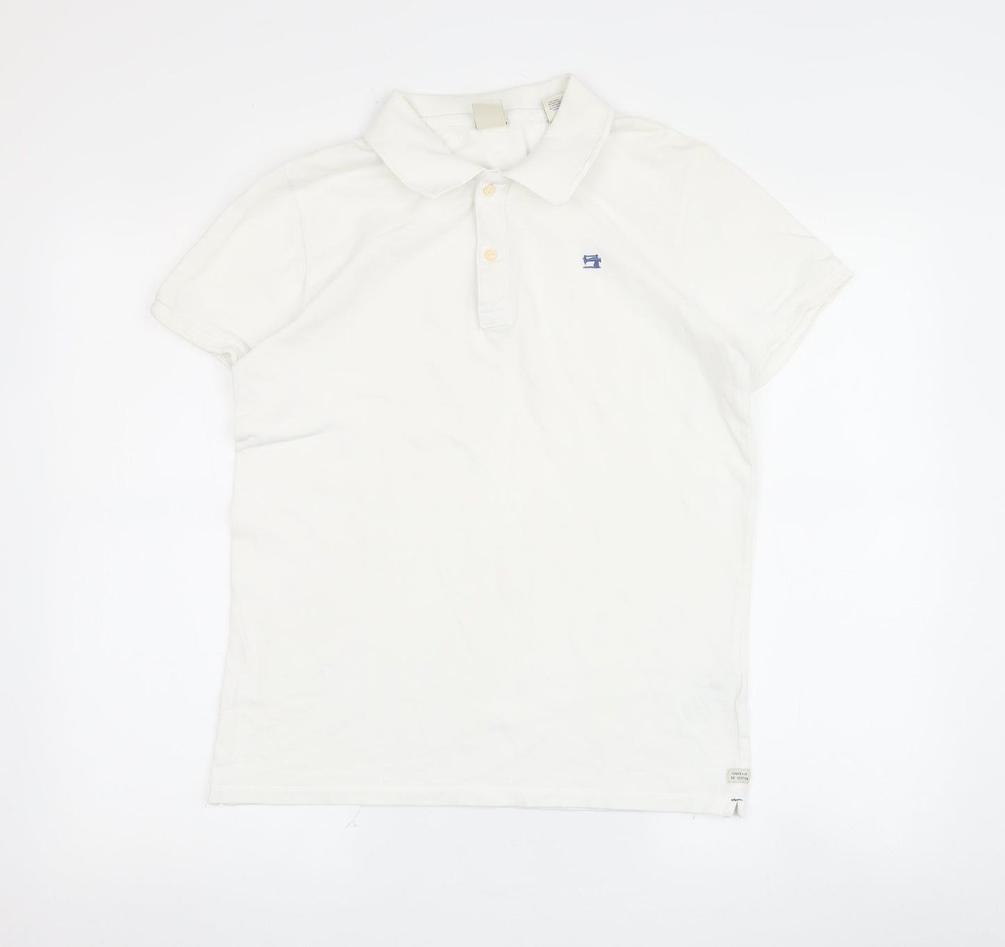 Womens UK Size 14 Scotch & Soda White Basic Polo