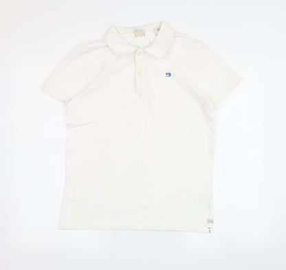 Womens UK Size 14 Scotch & Soda White Basic Polo