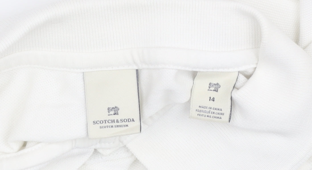 Womens UK Size 14 Scotch & Soda White Basic Polo