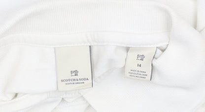 Womens UK Size 14 Scotch & Soda White Basic Polo