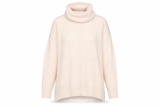 Front view of Miss Selfridge Women's Beige Roll Neck Jumper, size 8