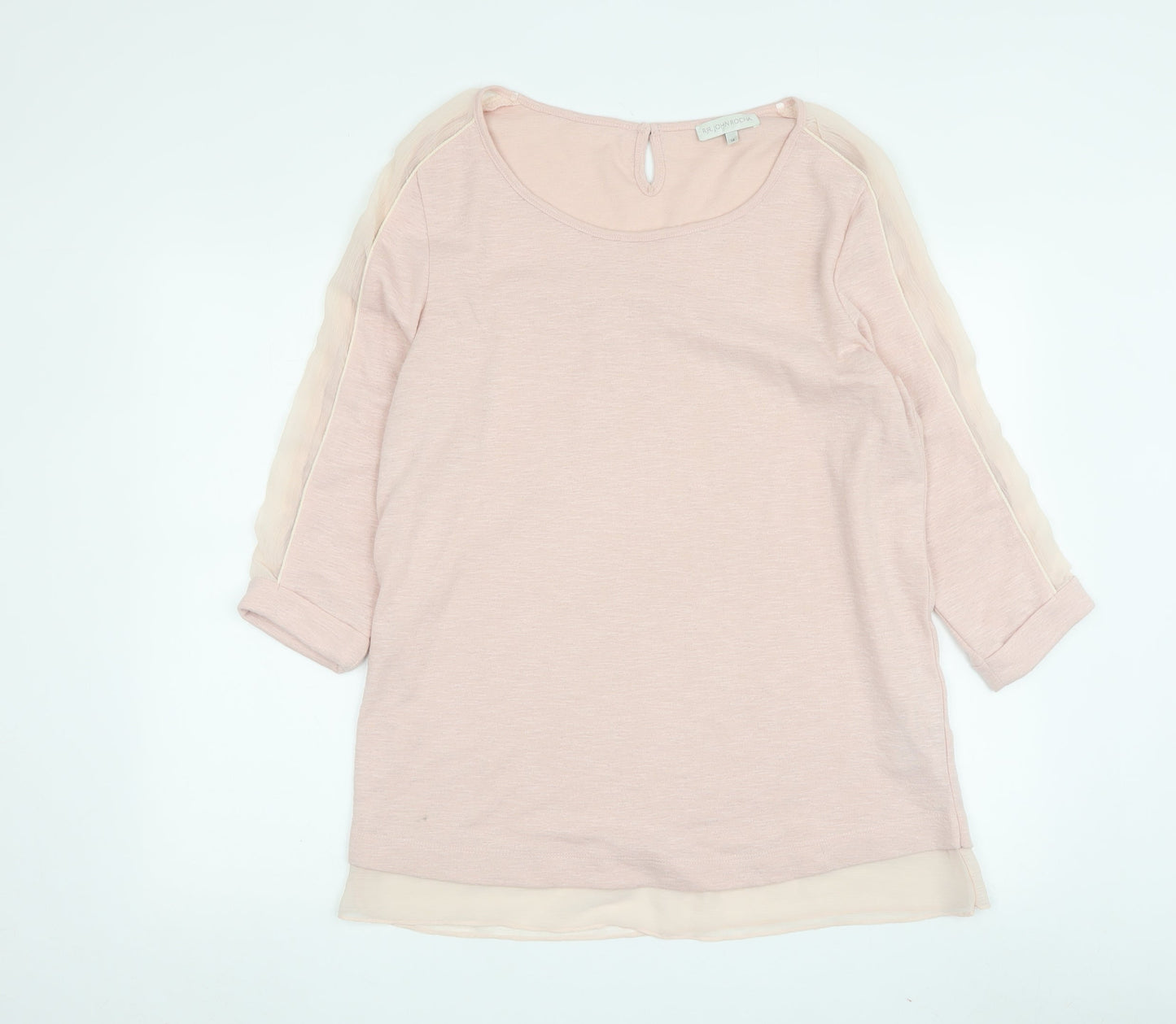 RJR. John Rocha Pink Women's T-Shirt, Size 14, 3/4 Sleeve