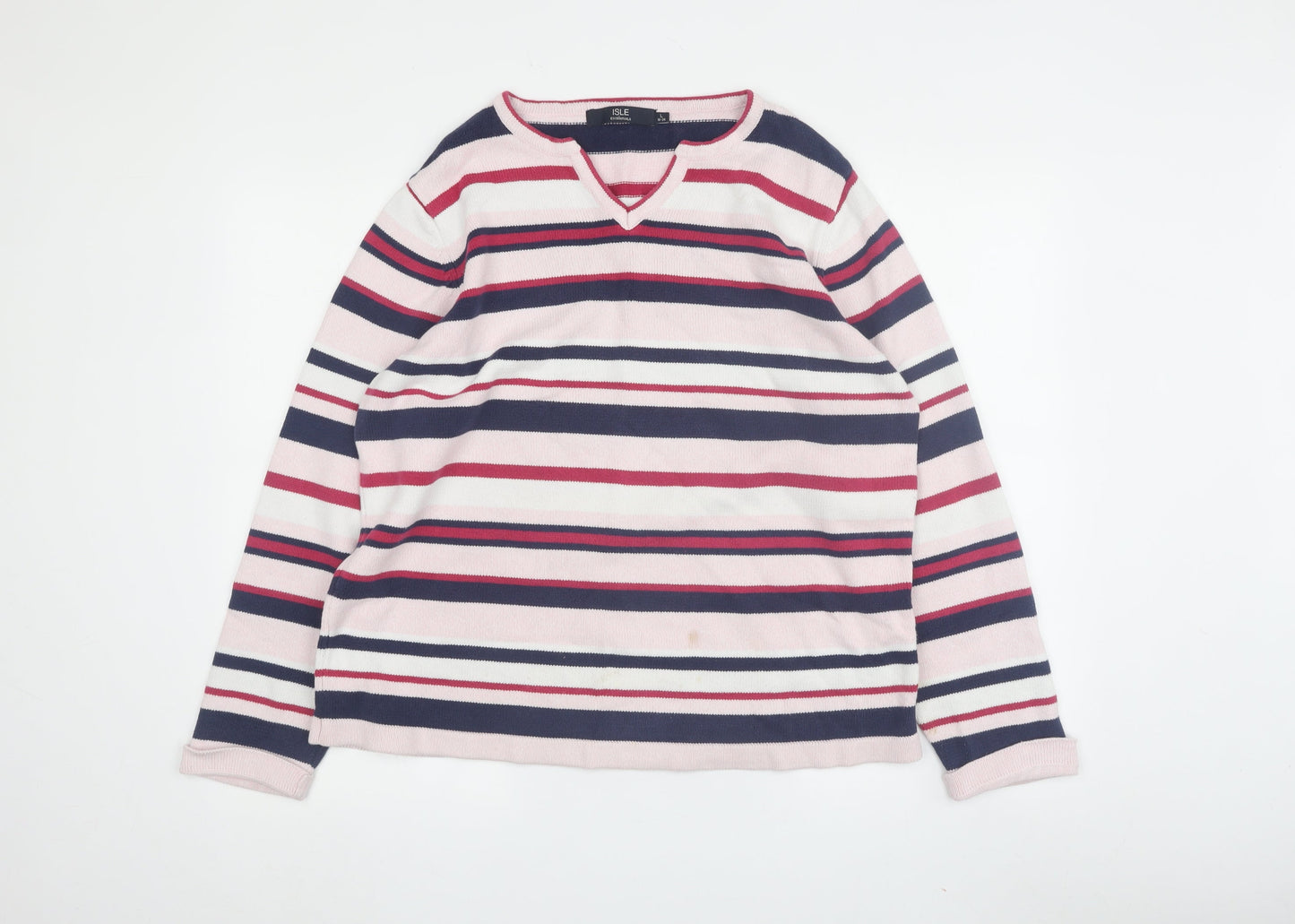 Womens UK Size L ISLE Essentials Multicoloured Pullover Jumper