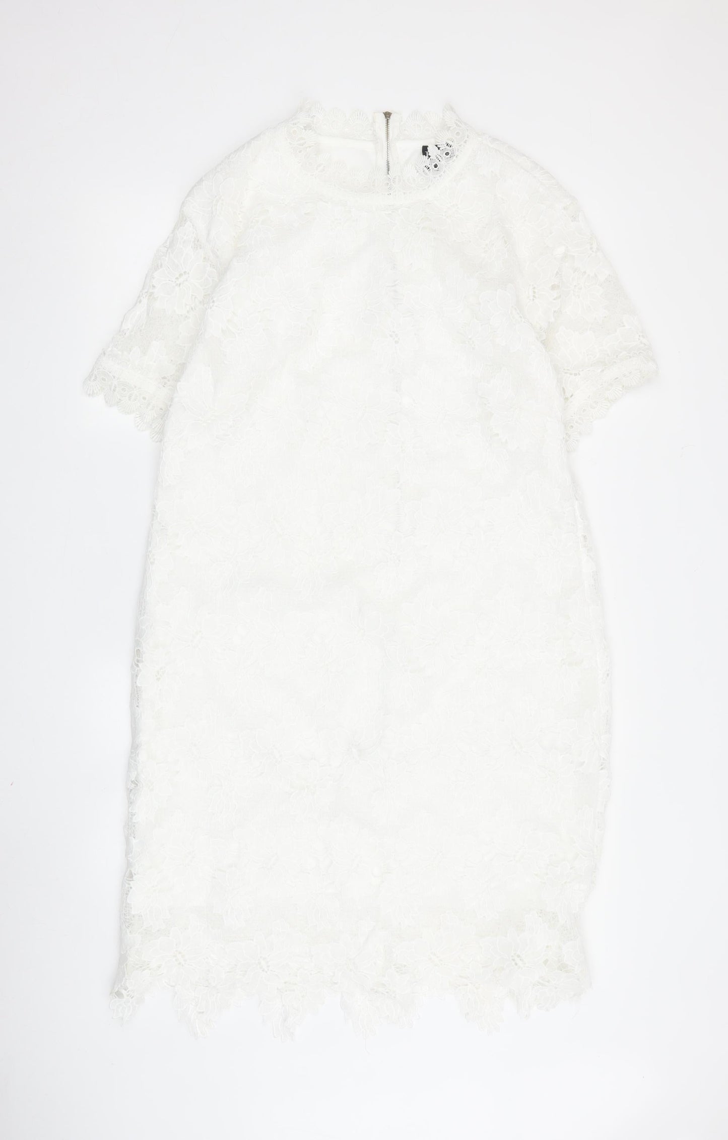 Izabel London Women's White Floral Lace Shift Dress Size 18