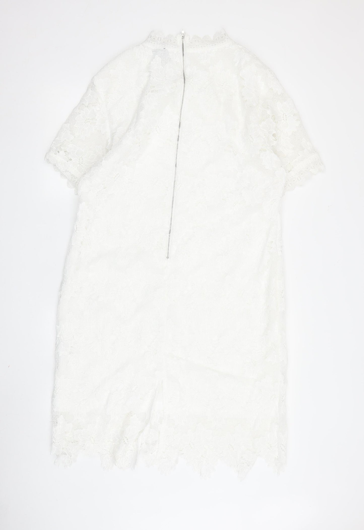 Izabel London Women's White Floral Lace Shift Dress Size 18