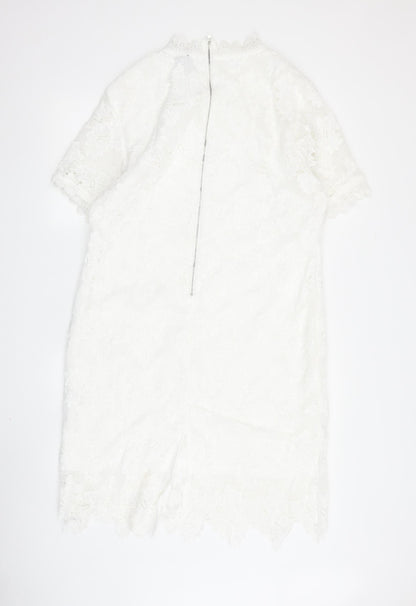 Izabel London Women's White Floral Lace Shift Dress Size 18