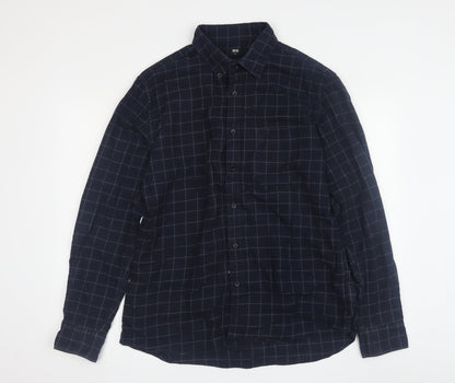 UNIQLO Men's Blue Checked Button-Up Shirt M