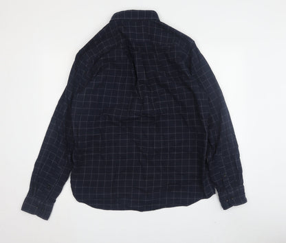 UNIQLO Men's Blue Checked Button-Up Shirt M