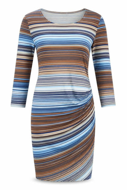 ICHI Women's Multicoloured Striped Bodycon Dress
