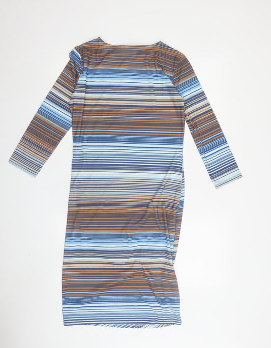 ICHI Women's Multicoloured Striped Bodycon Dress