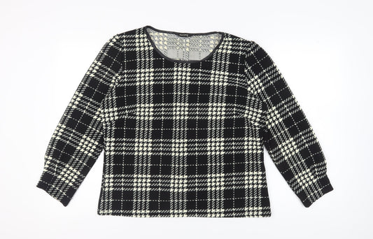 Alexara Women's Black Check Blouse Size 16 Long Sleeve