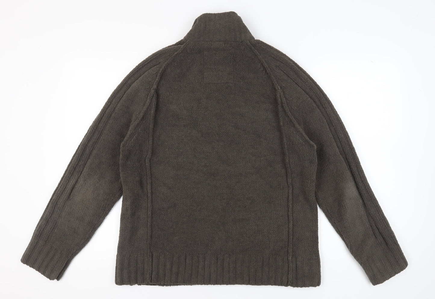 Next Men's M Brown Full Zip Jumper, High Neck, 1/4 Zip