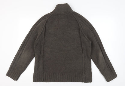 Next Men's M Brown Full Zip Jumper, High Neck, 1/4 Zip