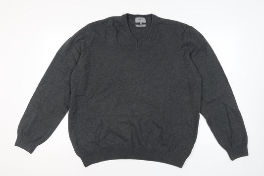 Marks and Spencer Men's Grey V-Neck Cotton Pullover
