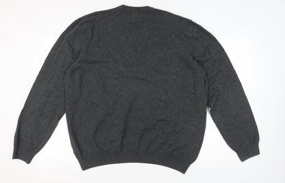 Marks and Spencer Men's Grey V-Neck Cotton Pullover