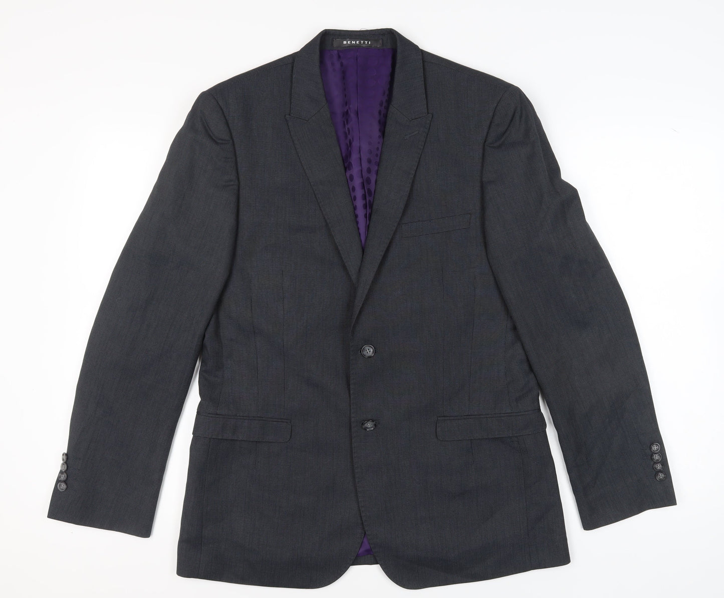 Mens UK Size 40 Benetti Regular Grey Suit Jacket