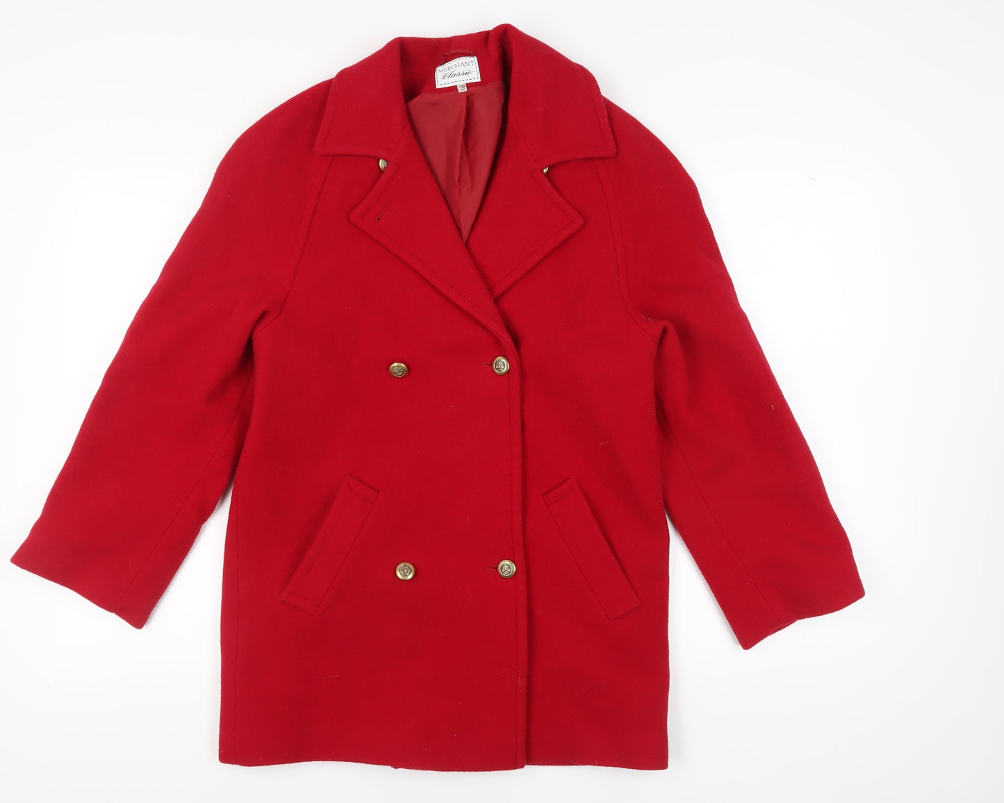 Merchant Classic Women's Red Wool Pea Coat Size 10