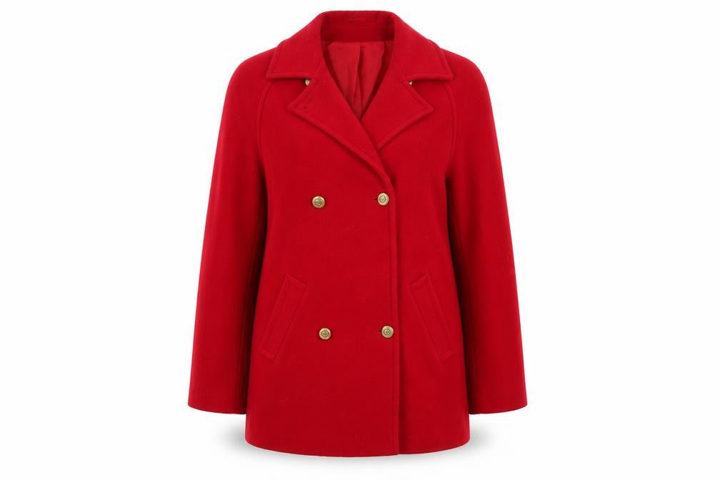 Merchant Classic Women's Red Wool Pea Coat Size 10