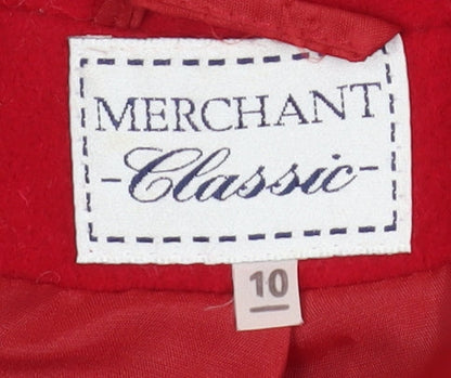 Merchant Classic Women's Red Wool Pea Coat Size 10