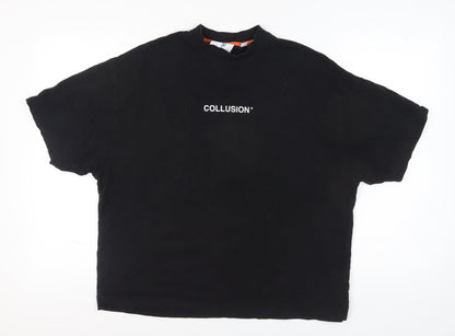 Unisex Adults UK Size S COLLUSION Black  T-Shirt