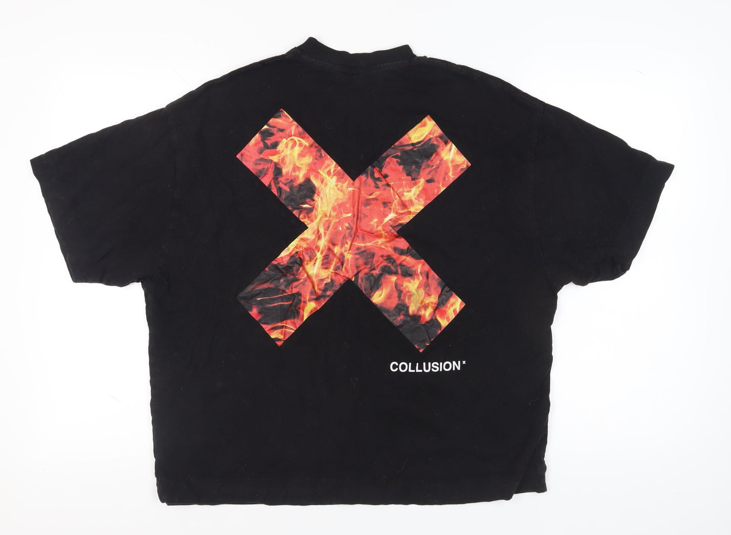 Unisex Adults UK Size S COLLUSION Black  T-Shirt