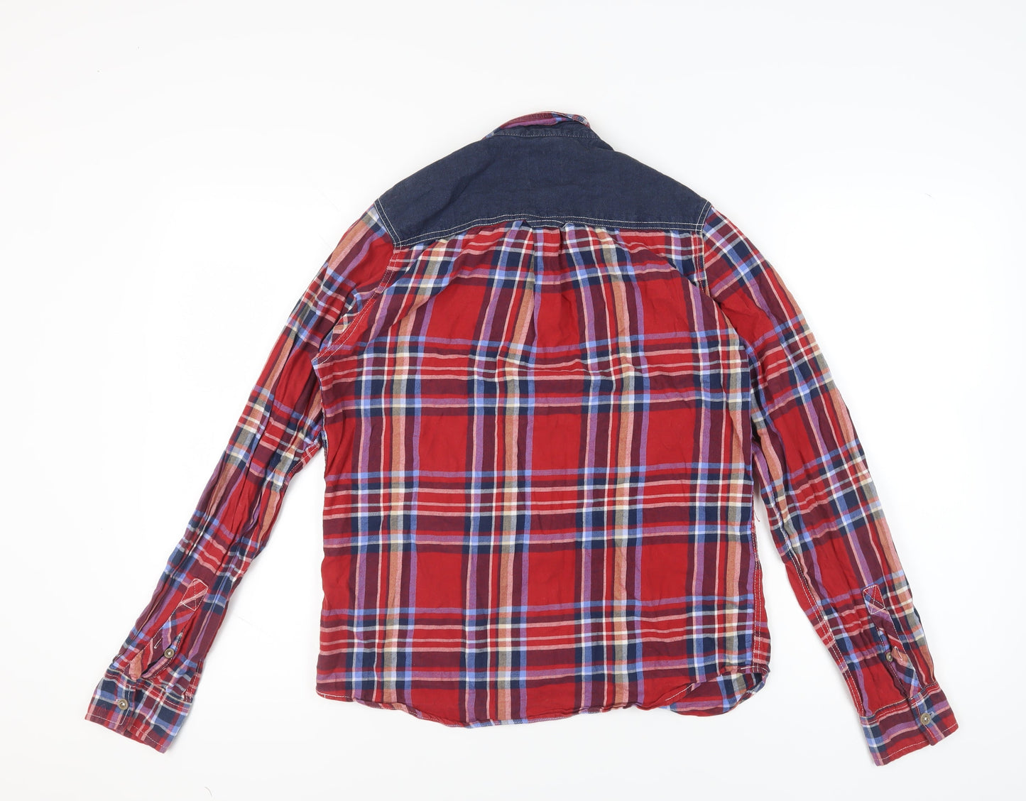 Lee Cooper Men's Red Plaid Long Sleeve Button-Up Shirt