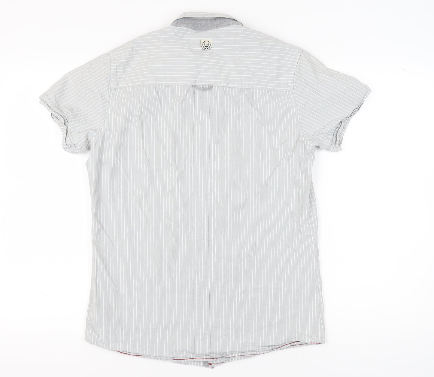 Duck and Cover Men's Grey Striped Slim Fit Shirt M