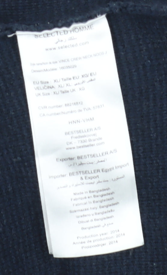 Selected Homme Men's Blue XL Cotton Pullover Jumper