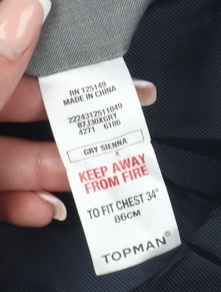 Mens UK Size 34 Topman Regular Grey Suit Jacket