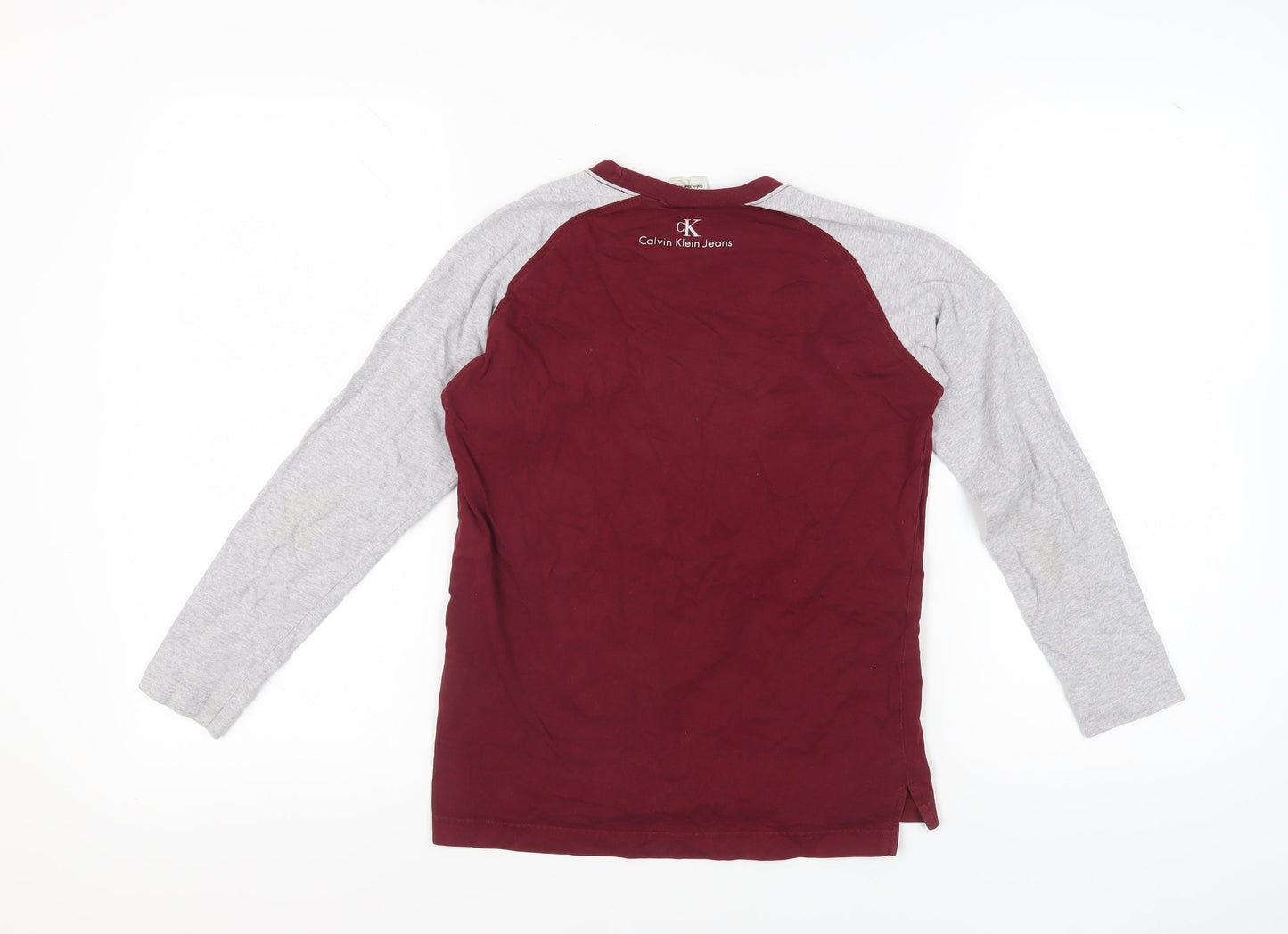 Calvin Klein Boys Red Long Sleeve Casual Jersey Top