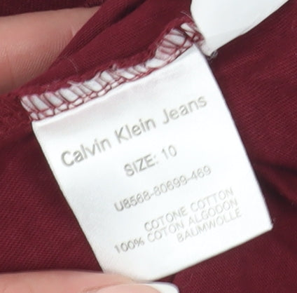 Calvin Klein Boys Red Long Sleeve Casual Jersey Top