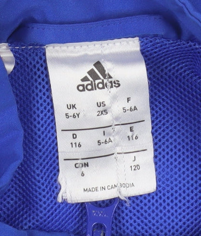 Adidas Boys Blue Track Jacket 5-6 Years Full Zip
