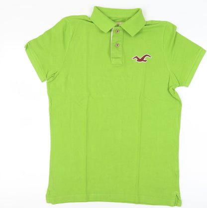 Hollister Men's Green Polo Shirt - L - Perfect for Spring