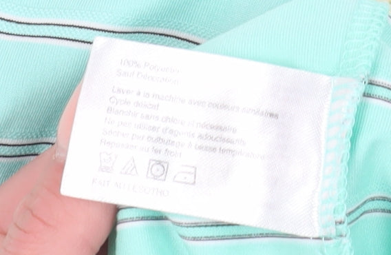 Greg Norman Men's Green Striped Polo Shirt Medium