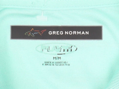 Greg Norman Men's Green Striped Polo Shirt Medium