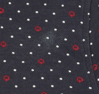 Cotton Traders Men's Blue Polka Dot Polo Shirt - Size L