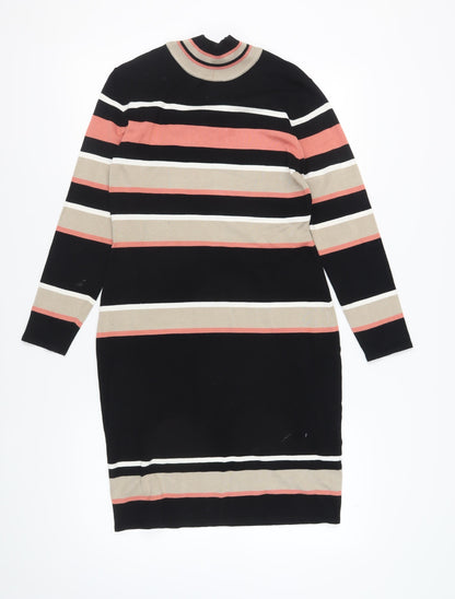 Roman Women's Striped Bodycon Dress, Size 12, Black Beige