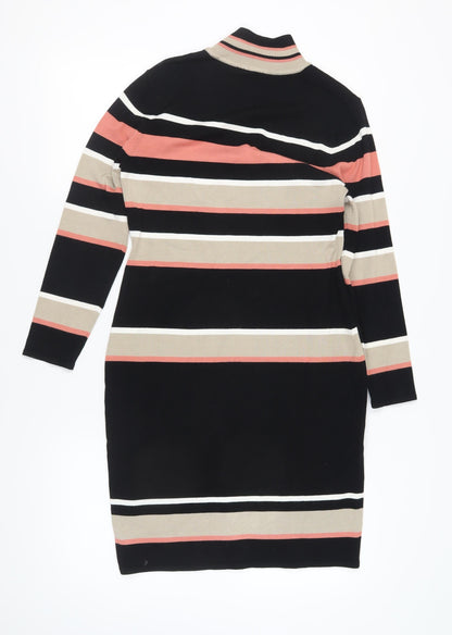 Roman Women's Striped Bodycon Dress, Size 12, Black Beige