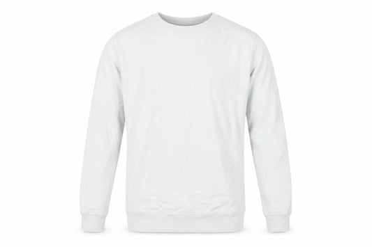 Front view of AllSaints unisex white pullover sweatshirt - small