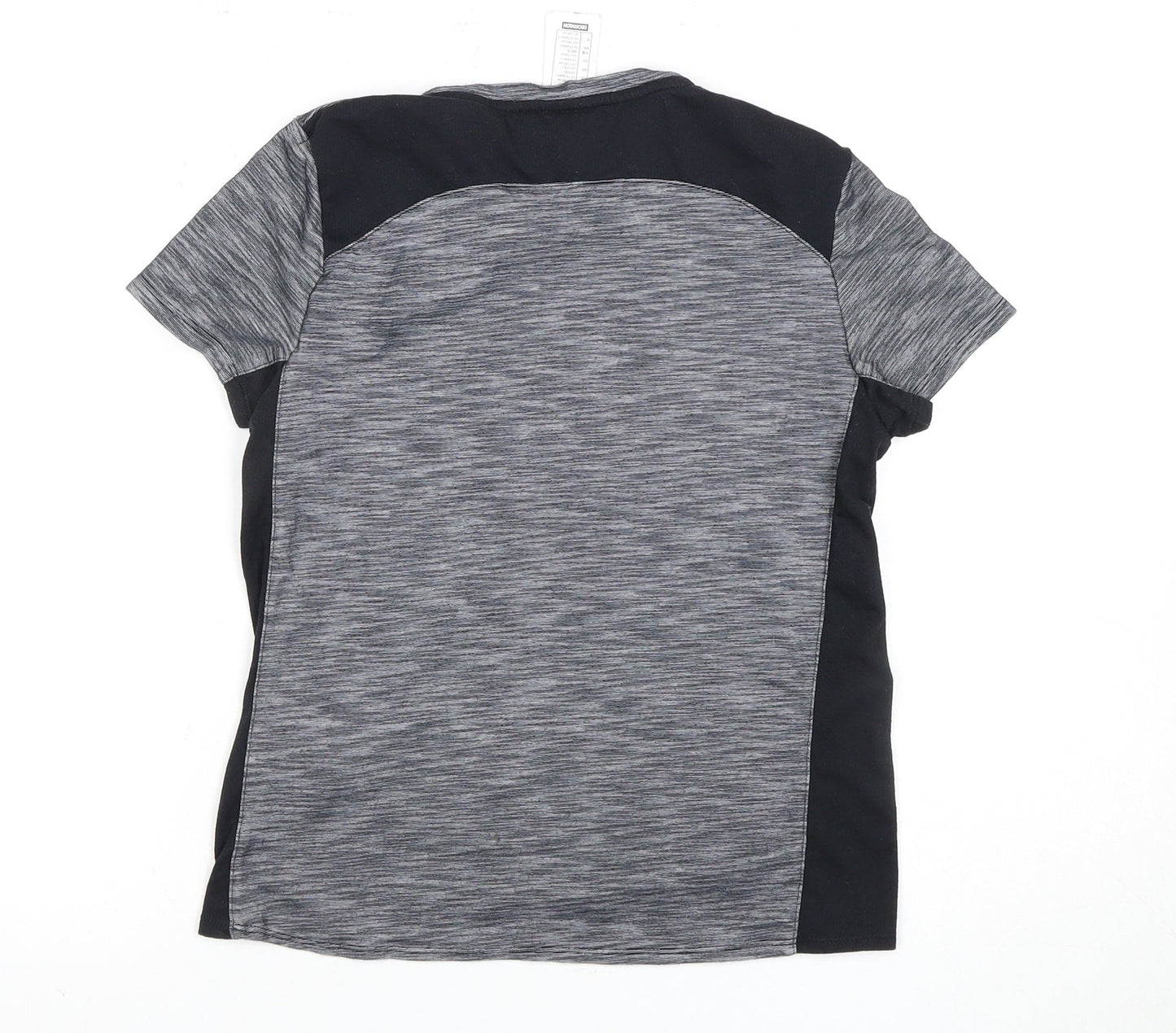 Decathlon Girls Grey Black Active T-Shirt, 12-13 Years, Gym Top