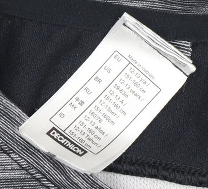 Decathlon Girls Grey Black Active T-Shirt, 12-13 Years, Gym Top