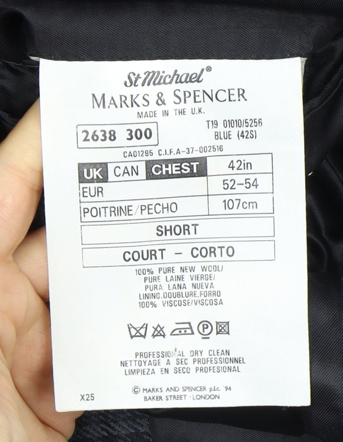 Mens UK Size 42 Marks and Spencer Regular Blue Suit Jacket