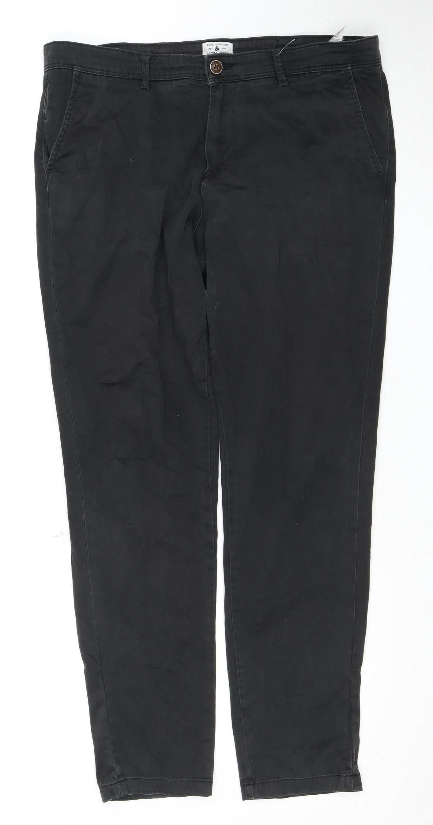 JACK & JONES Men's Black Chino Trousers Size 34