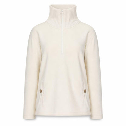 Lands' End Women's White High Neck Sweater, S, 1/2 Zip