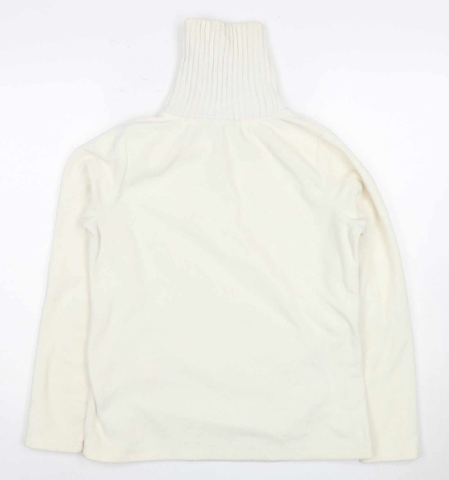 Lands' End Women's White High Neck Sweater, S, 1/2 Zip