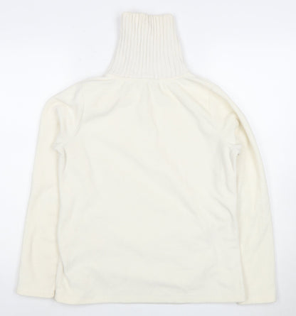 Lands' End Women's White High Neck Sweater, S, 1/2 Zip