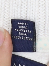 Lands' End Women's White High Neck Sweater, S, 1/2 Zip