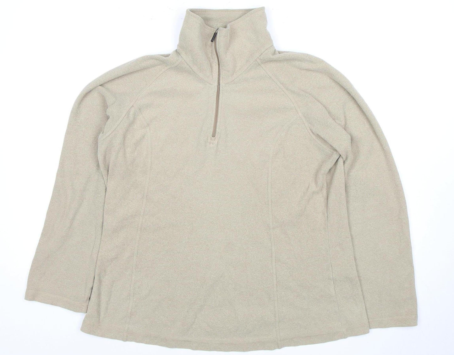 Lands' End Women's Beige Fleece Pullover Sweatshirt L